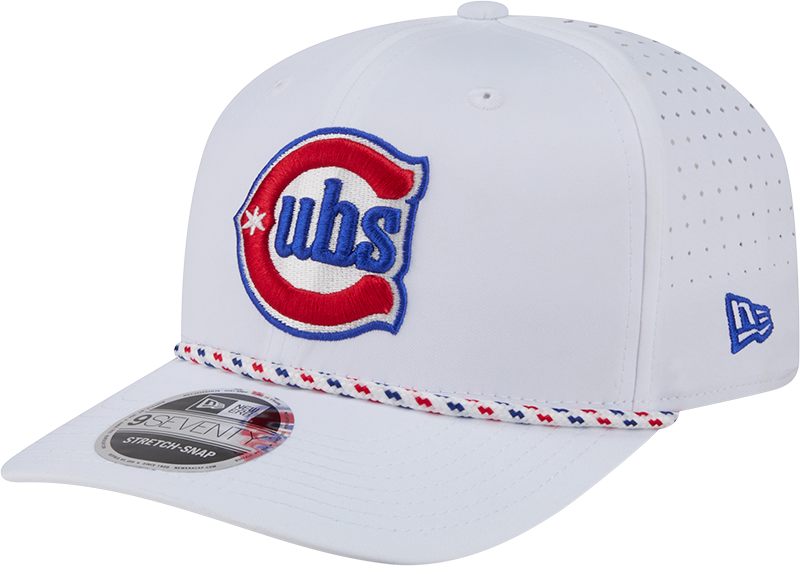 Chicago Cubs New Era 2nd Alternate White Sport Rope 9SEVENTY Stretch Snap Adjustable Hat Official Team Hat Sports Fan Cap Official MLB Team Hat Baseba