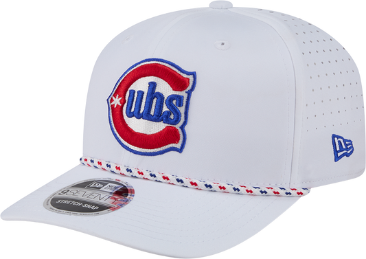 Chicago Cubs New Era 2nd Alternate White Sport Rope 9SEVENTY Stretch Snap Adjustable Hat Official Team Hat Sports Fan Cap Official MLB Team Hat Baseba