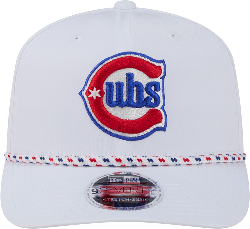Chicago Cubs New Era 2nd Alternate White Sport Rope 9SEVENTY Stretch Snap Adjustable Hat Official Team Hat Sports Fan Cap Official MLB Team Hat Baseba