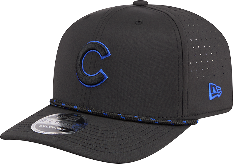 Chicago Cubs New Era Black Sport Rope 9SEVENTY Stretch Snap Adjustable Hat Official Team Hat Sports Fan Cap Official MLB Team Hat Baseball Fan Cap