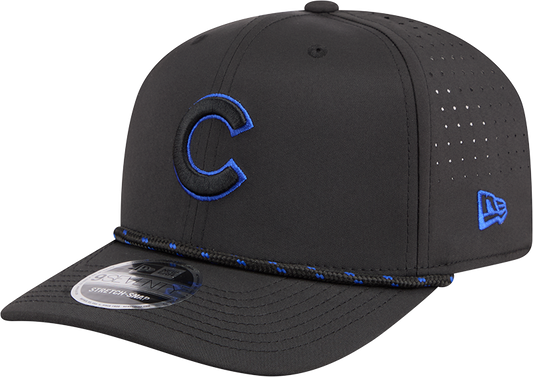 Chicago Cubs New Era Black Sport Rope 9SEVENTY Stretch Snap Adjustable Hat Official Team Hat Sports Fan Cap Official MLB Team Hat Baseball Fan Cap