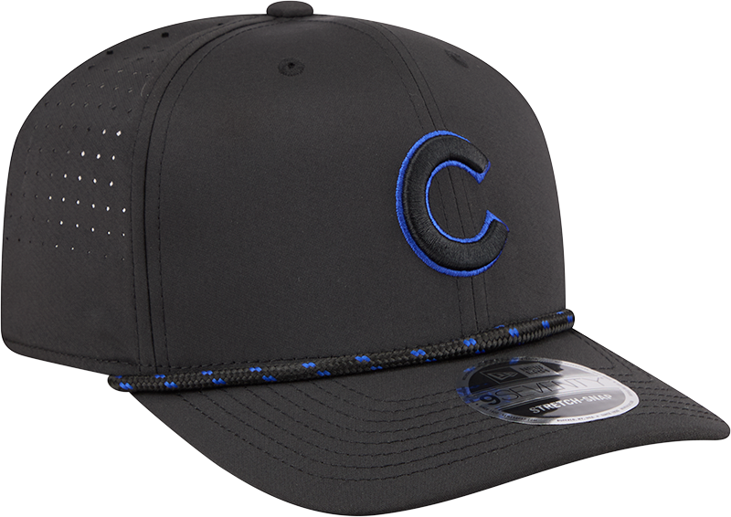Chicago Cubs New Era Black Sport Rope 9SEVENTY Stretch Snap Adjustable Hat Official Team Hat Sports Fan Cap Official MLB Team Hat Baseball Fan Cap