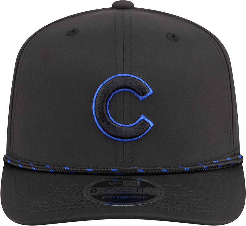 Chicago Cubs New Era Black Sport Rope 9SEVENTY Stretch Snap Adjustable Hat Official Team Hat Sports Fan Cap Official MLB Team Hat Baseball Fan Cap