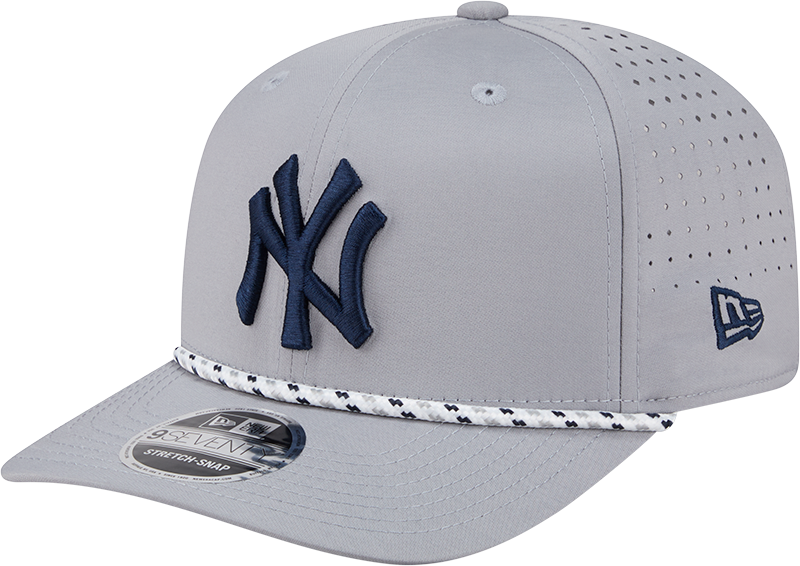 New York Yankees Grey Sport Rope 9SEVENTY Stretch Snap Adjustable Hat Official Team Hat Sports Fan Cap Official MLB Team Hat Baseball Fan Cap