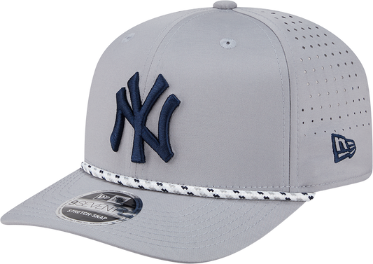 New York Yankees Grey Sport Rope 9SEVENTY Stretch Snap Adjustable Hat Official Team Hat Sports Fan Cap Official MLB Team Hat Baseball Fan Cap