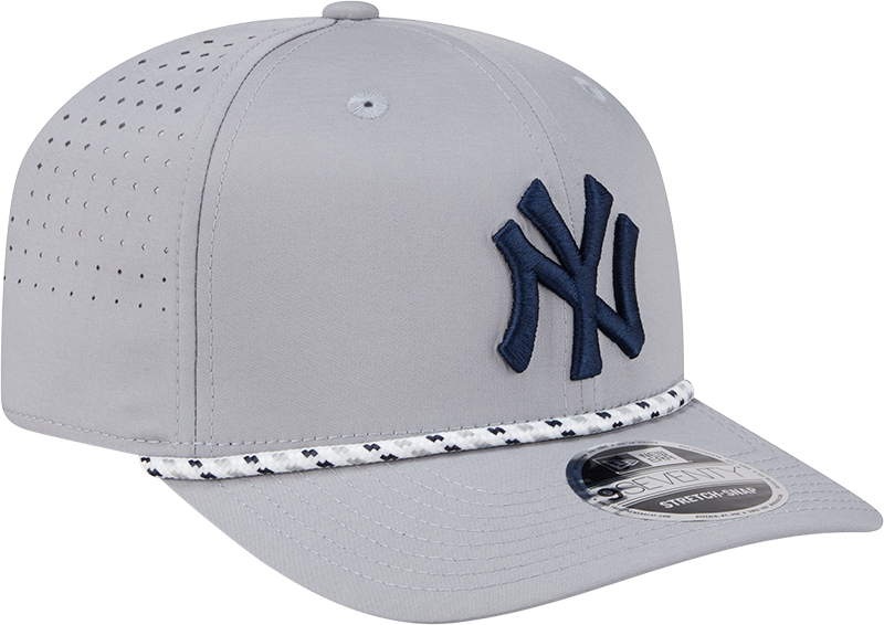New York Yankees Grey Sport Rope 9SEVENTY Stretch Snap Adjustable Hat Official Team Hat Sports Fan Cap Official MLB Team Hat Baseball Fan Cap