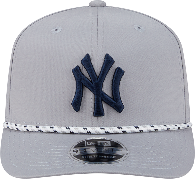New York Yankees Grey Sport Rope 9SEVENTY Stretch Snap Adjustable Hat Official Team Hat Sports Fan Cap Official MLB Team Hat Baseball Fan Cap