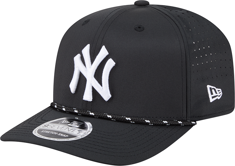 New York Yankees Black Sport Rope 9SEVENTY Stretch Snap Adjustable Hat Official Team Hat Sports Fan Cap Official MLB Team Hat Baseball Fan Cap