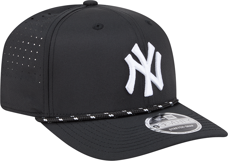 New York Yankees Black Sport Rope 9SEVENTY Stretch Snap Adjustable Hat Official Team Hat Sports Fan Cap Official MLB Team Hat Baseball Fan Cap