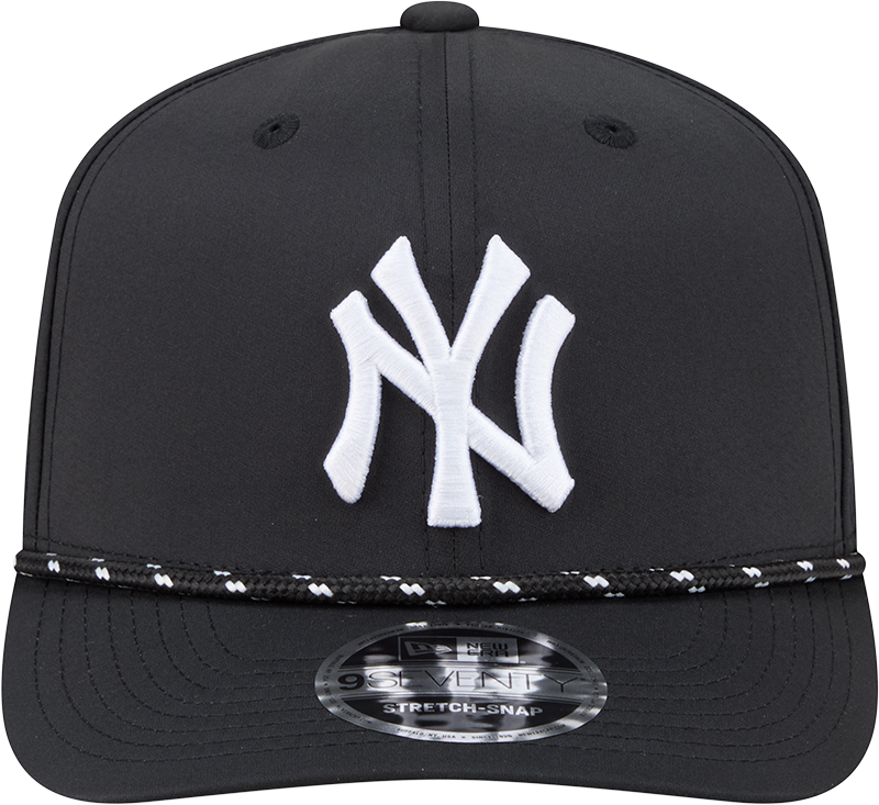 New York Yankees Black Sport Rope 9SEVENTY Stretch Snap Adjustable Hat Official Team Hat Sports Fan Cap Official MLB Team Hat Baseball Fan Cap