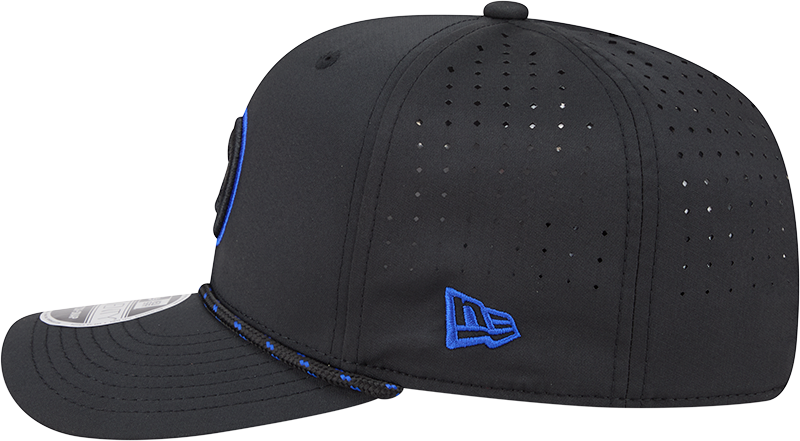 Chicago Cubs New Era Black Bullseye Sport Rope 9SEVENTY Stretch Snap Adjustable Hat Official Team Hat Sports Fan Cap Official MLB Team Hat Baseball Fa