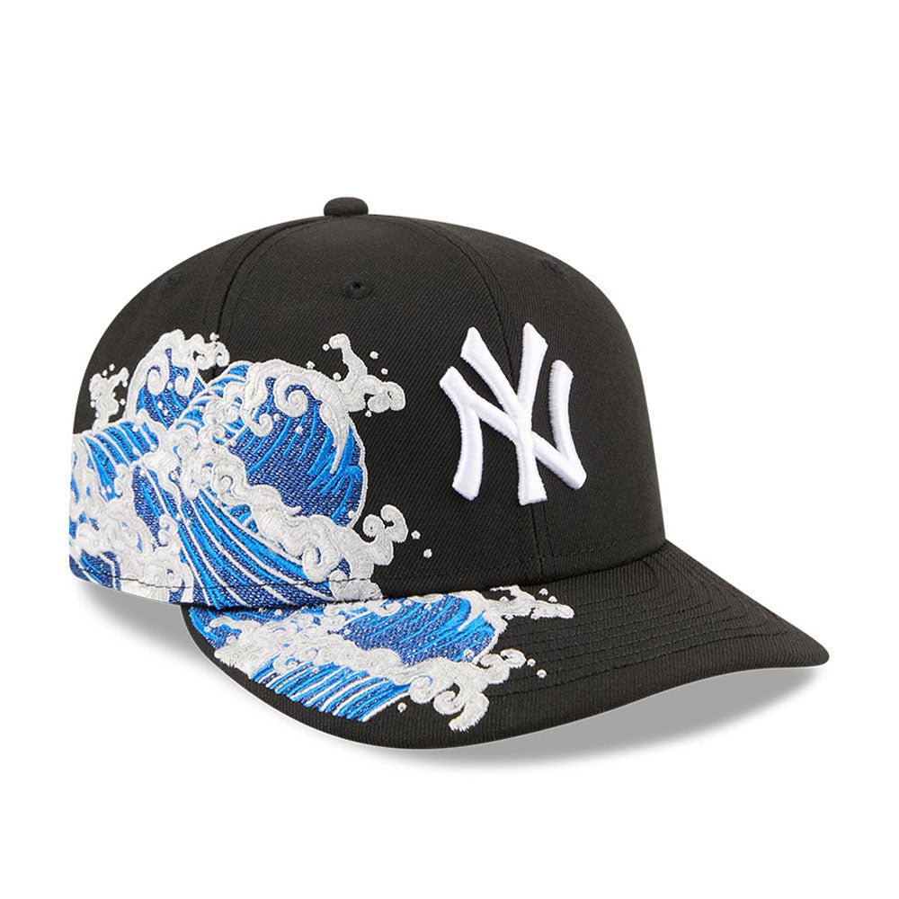 New York Yankees MLB Waves 59FIFTY Fitted New Era Black White Official Team Hat Sports Fan Cap Official MLB Team Hat Baseball Fan Cap