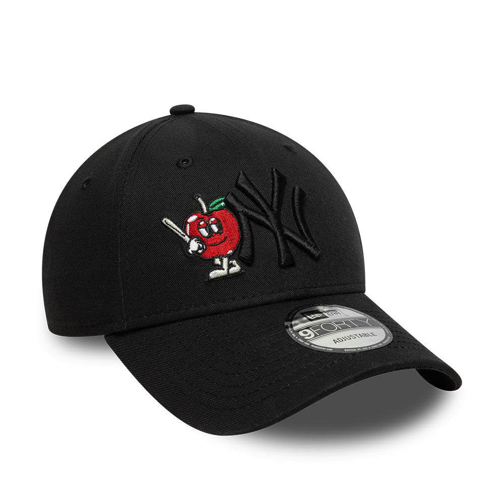 New York Yankees MLB Apple Icon 9Forty Strapback Black Official Team Hat Sports Fan Cap Official MLB Team Hat Baseball Fan Cap