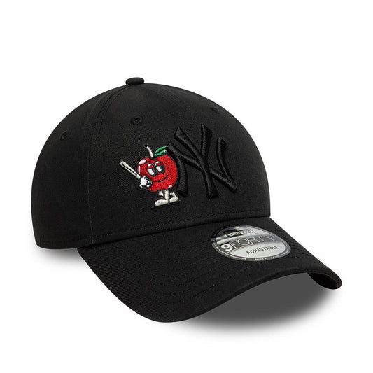 New York Yankees MLB Apple Icon 9Forty Strapback Black Official Team Hat Sports Fan Cap Official MLB Team Hat Baseball Fan Cap
