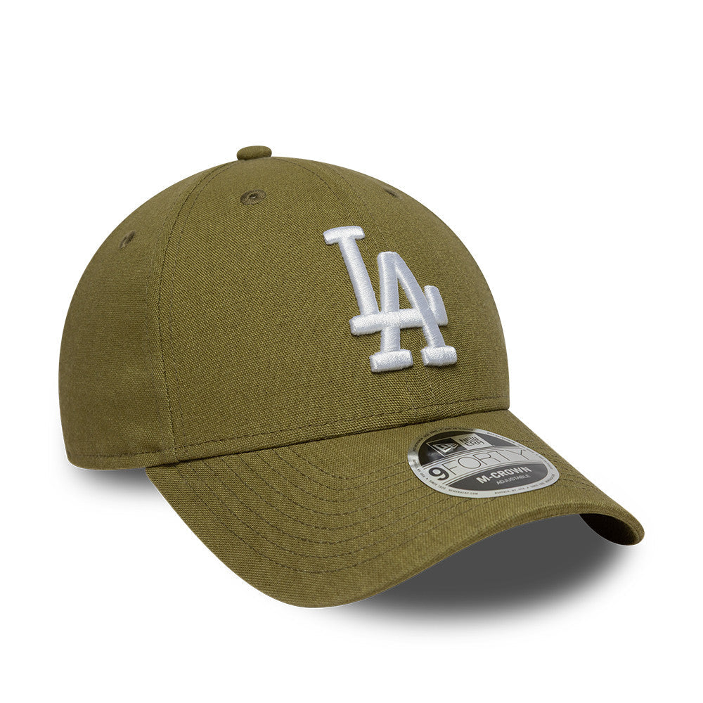 Los Angeles Dodgers MLB Linnen 9FORTY M Crown Snapback New Era Olive Official Team Hat Sports Fan Cap Official MLB Team Hat Baseball Fan Cap
