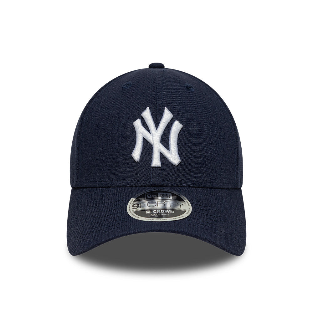 New York Yankees MLB Linnen 9FORTY M Crown Snapback New Era Navy Official Team Hat Sports Fan Cap Official MLB Team Hat Baseball Fan Cap