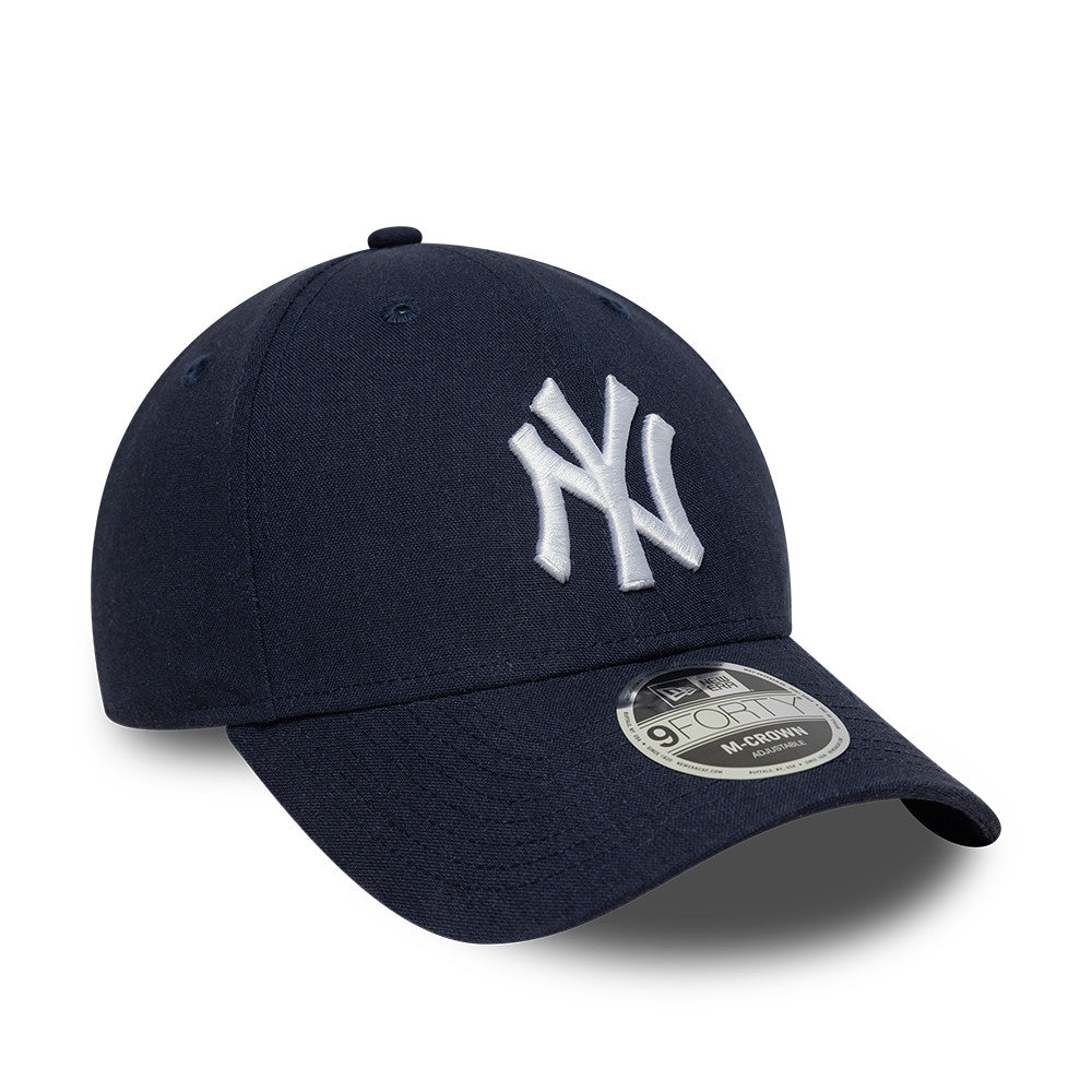 New York Yankees MLB Linnen 9FORTY M Crown Snapback New Era Navy Official Team Hat Sports Fan Cap Official MLB Team Hat Baseball Fan Cap