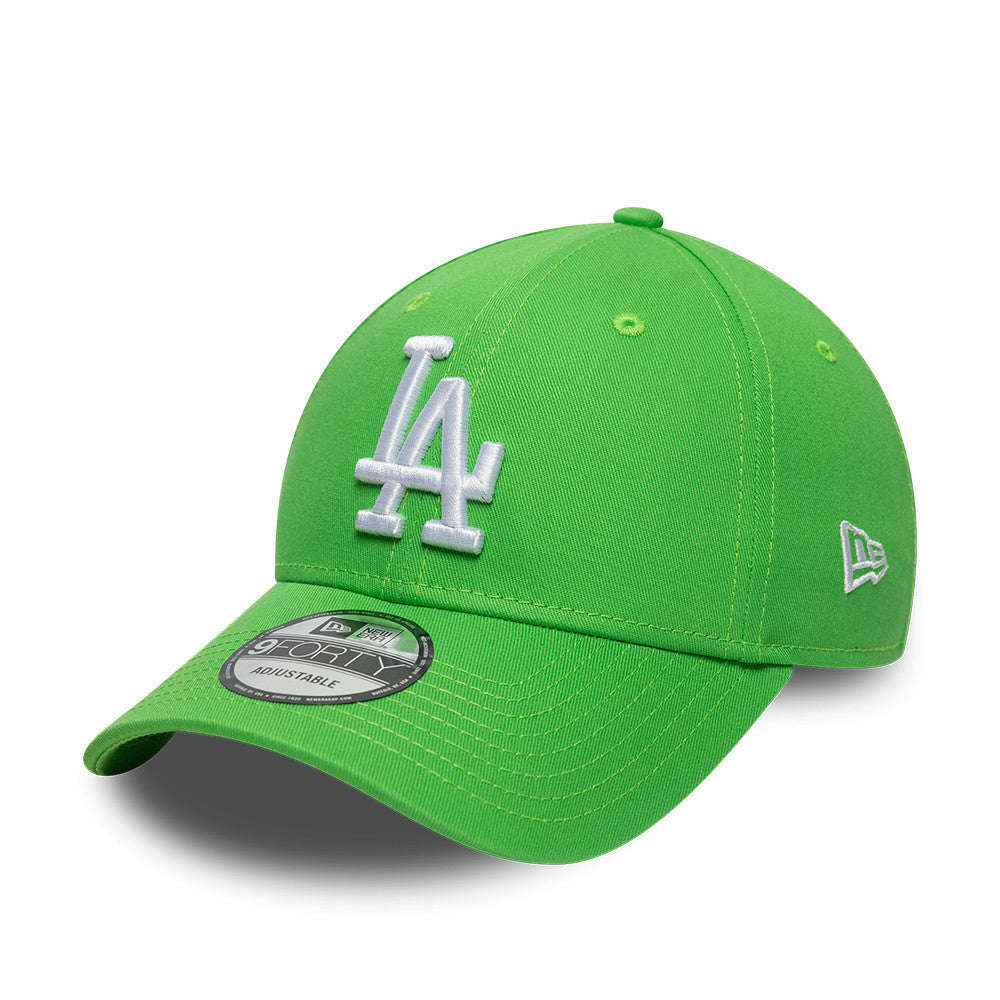 Los Angeles Dodgers MLB League Essential 9FORTY Strapback New Era Green White Official Team Hat Sports Fan Cap Official MLB Team Hat Baseball Fan Cap