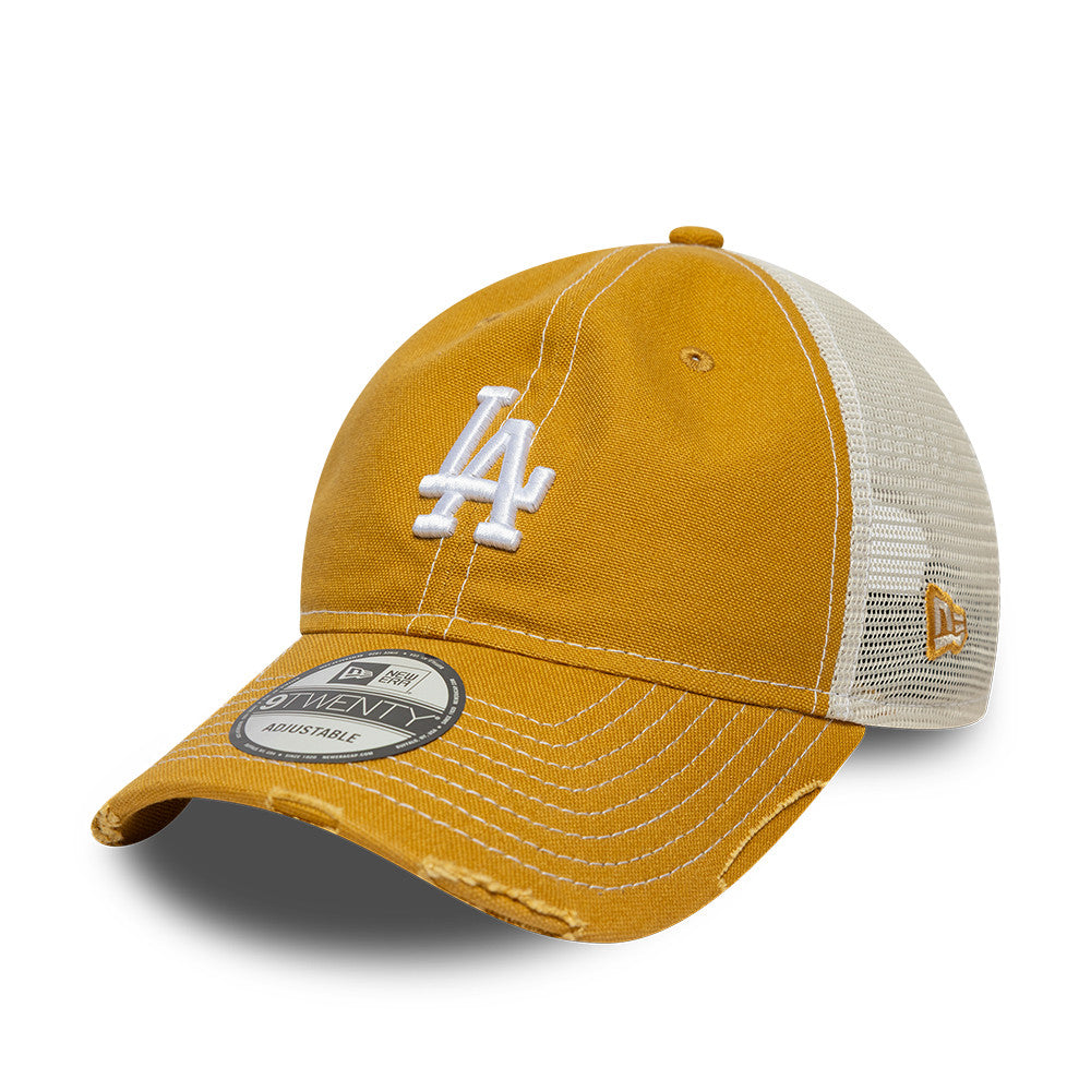 Los Angeles Dodgers MLB Distressed Cotton Canvas 9TWENTY Trucker New Era Official Team Hat Sports Fan Cap Official MLB Team Hat Baseball Fan Cap