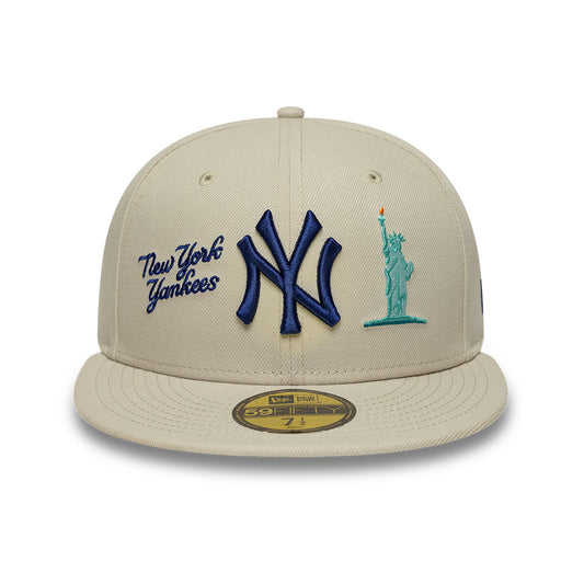 New York Yankees MLB City Icon 59FIFTY Fitted New Era Stone Blue Official Team Hat Sports Fan Cap Official MLB Team Hat Baseball Fan Cap