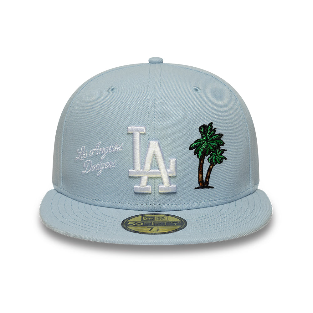 Los Angeles Dodgers MLB Floral 59Fifty New Era Light Blue Official Team Hat Sports Fan Cap Official MLB Team Hat Baseball Fan Cap
