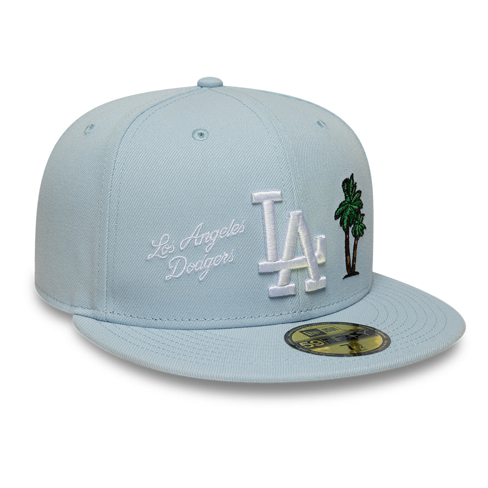 Los Angeles Dodgers MLB City Icon 59FIFTY Fitted New Era Sky Blue Official Team Hat Sports Fan Cap Official MLB Team Hat Baseball Fan Cap