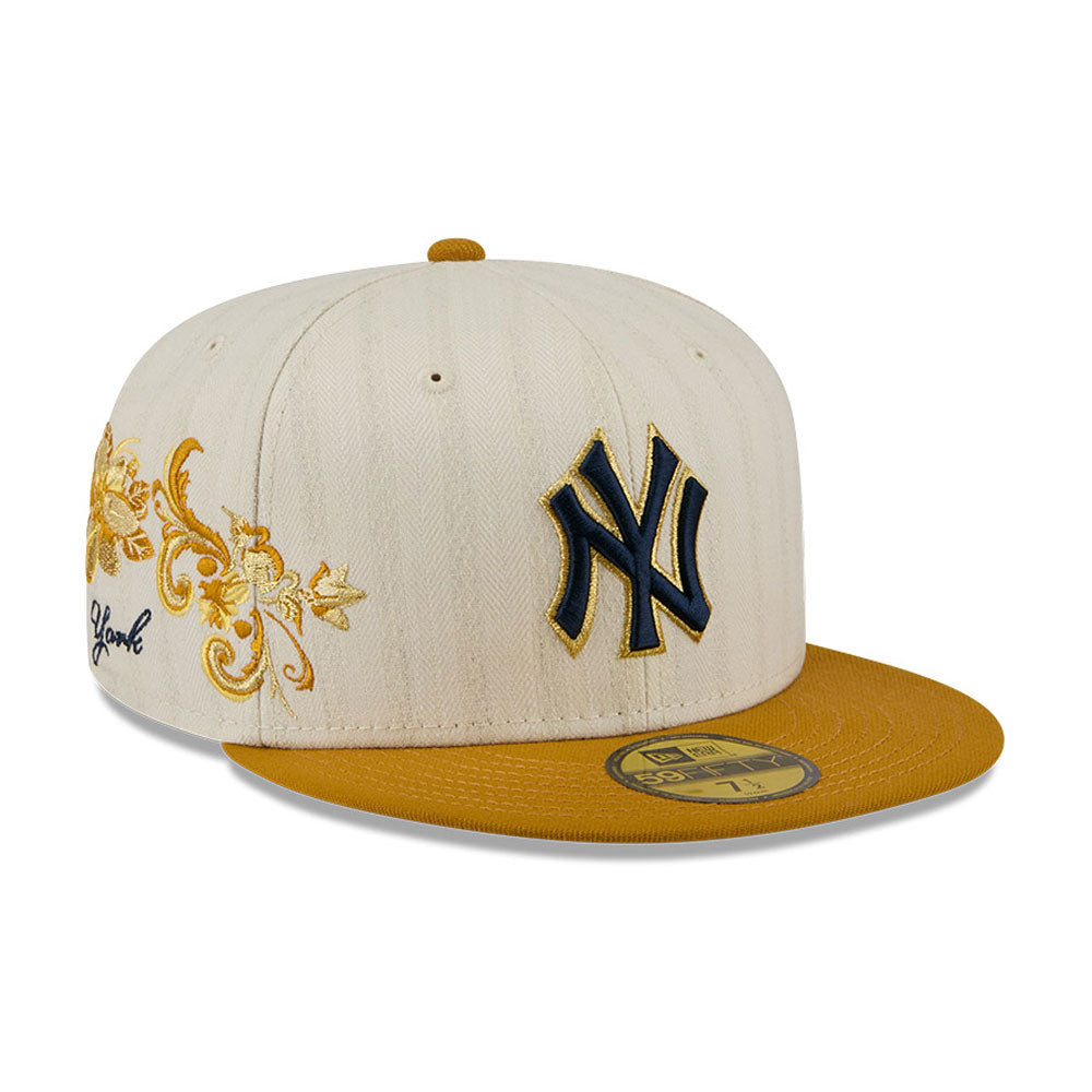New York Yankees MLB 5950Day New Era Cream Gold Official Team Hat Sports Fan Cap Official MLB Team Hat Baseball Fan Cap