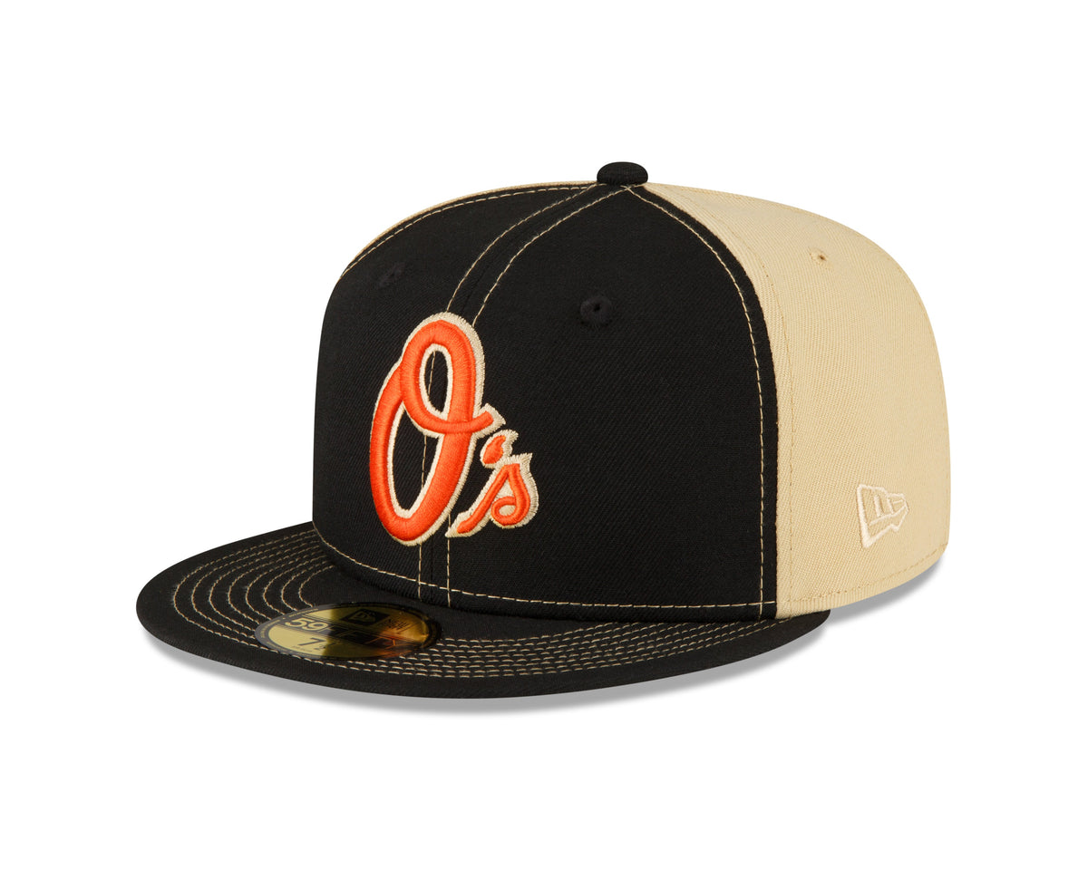 Men s Baltimore Orioles New Era Black Vegas Gold 59FIFTY Fitted Hat Official Team Hat Sports Fan Cap Official MLB Team Hat Baseball Fan Cap
