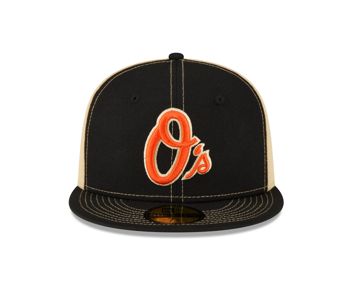 Men s Baltimore Orioles New Era Black Vegas Gold 59FIFTY Fitted Hat Official Team Hat Sports Fan Cap Official MLB Team Hat Baseball Fan Cap