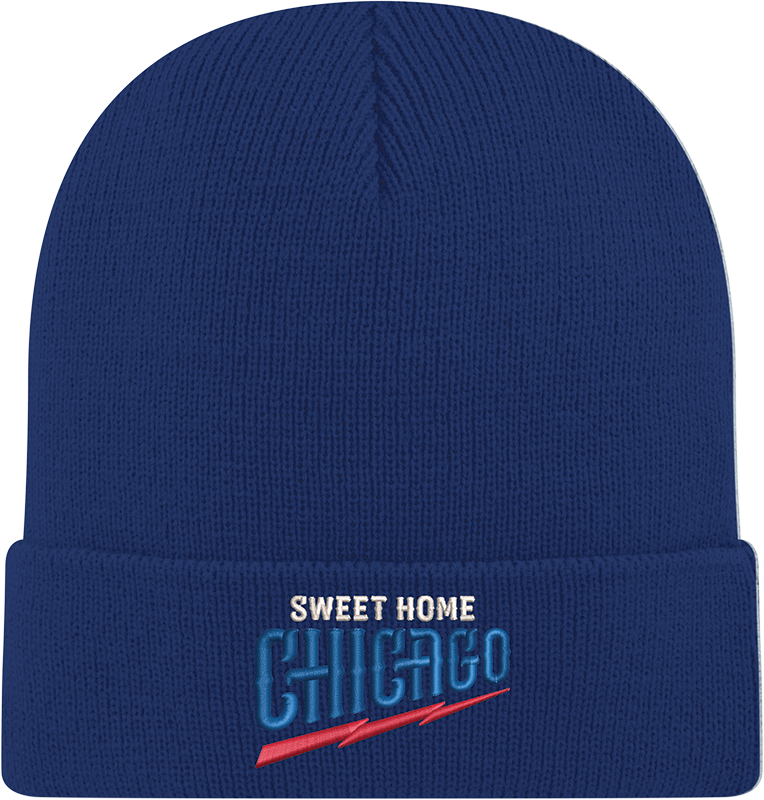 Chicago Cubs New Era Navy Guitar Bear Cuffed Knit Hat Official Team Hat Sports Fan Cap Official MLB Team Hat Baseball Fan Cap