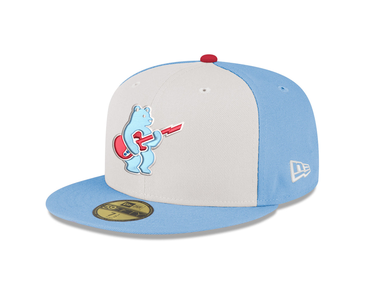 Men s Chicago Cubs New Era Chrome Sky Blue Guitar Bear Alternate 59FIFTY Fitted Hat Official Team Hat Sports Fan Cap Official MLB Team Hat Baseball Fa