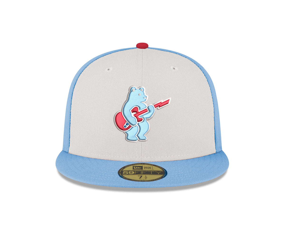 Men s Chicago Cubs New Era Chrome Sky Blue Guitar Bear Alternate 59FIFTY Fitted Hat Official Team Hat Sports Fan Cap Official MLB Team Hat Baseball Fa