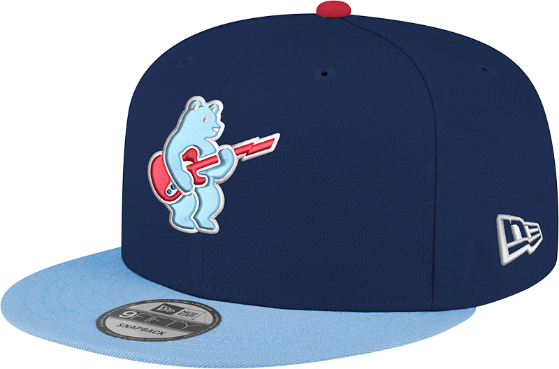 Chicago Cubs New Era Guitar Bear Alternate Navy Sky Blue 9FIFTY Snapback Hat Official Team Hat Sports Fan Cap Official MLB Team Hat Baseball Fan Cap