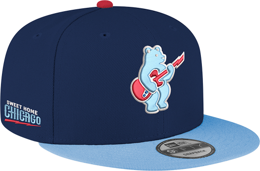 Chicago Cubs New Era Guitar Bear Alternate Navy Sky Blue 9FIFTY Snapback Hat Official Team Hat Sports Fan Cap Official MLB Team Hat Baseball Fan Cap