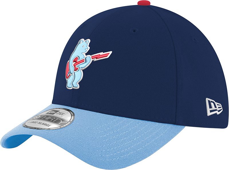 Chicago Cubs 2nd Alternate Guitar Bear Navy Sky Blue New Era 39THIRTY Flex Hat Official Team Hat Sports Fan Cap Official MLB Team Hat Baseball Fan Cap