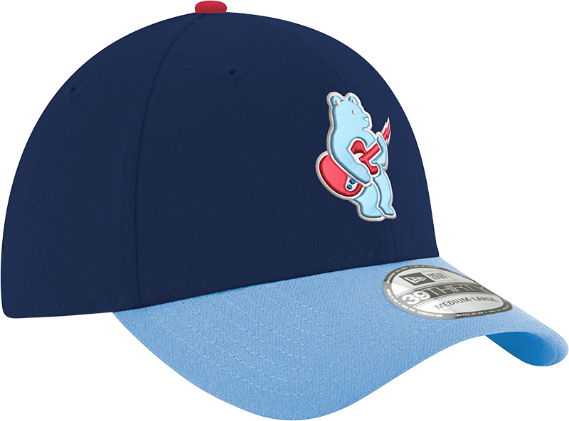 Chicago Cubs 2nd Alternate Guitar Bear Navy Sky Blue New Era 39THIRTY Flex Hat Official Team Hat Sports Fan Cap Official MLB Team Hat Baseball Fan Cap