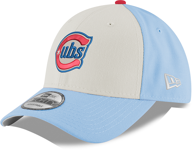 Youth Chicago Cubs Alternate 2 9FORTY Adjustable Chrome Sky Blue Cap By New Era Official Team Hat Sports Fan Cap Official MLB Team Hat Baseball Fan Ca