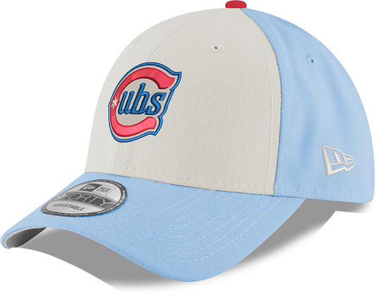 Youth Chicago Cubs Alternate 2 9FORTY Adjustable Chrome Sky Blue Cap By New Era Official Team Hat Sports Fan Cap Official MLB Team Hat Baseball Fan Ca