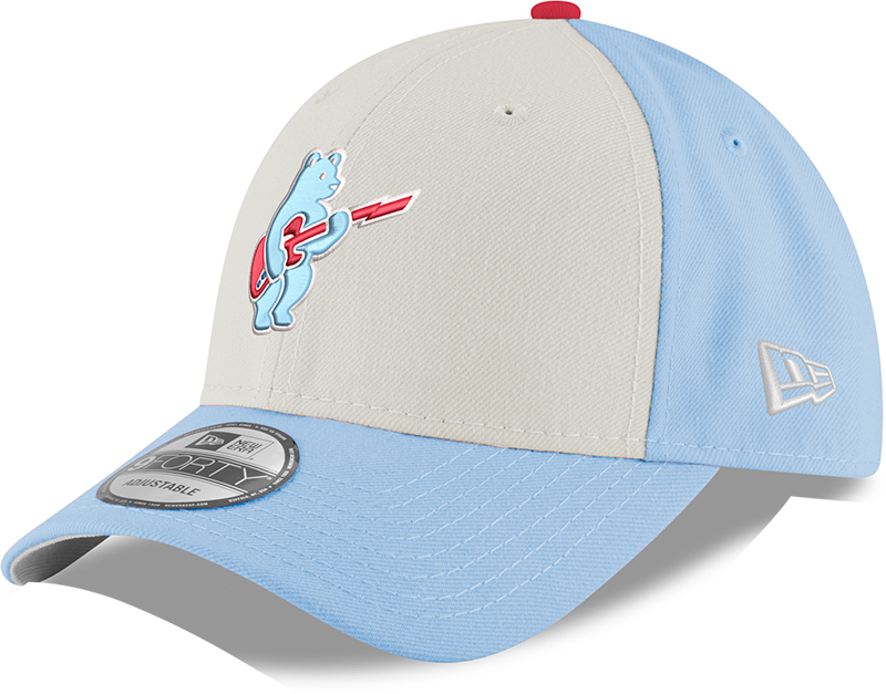 Youth Chicago Cubs Guitar Bear Alternate 9FORTY Adjustable Chrome Sky Blue Cap By New Era Official Team Hat Sports Fan Cap Official MLB Team Hat Baseb