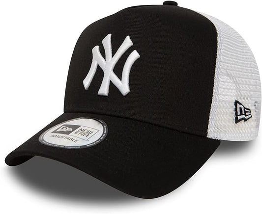 New York Yankees MLB A-Frame Trucker New Era White Black Official Team Hat Sports Fan Cap Official MLB Team Hat Baseball Fan Cap