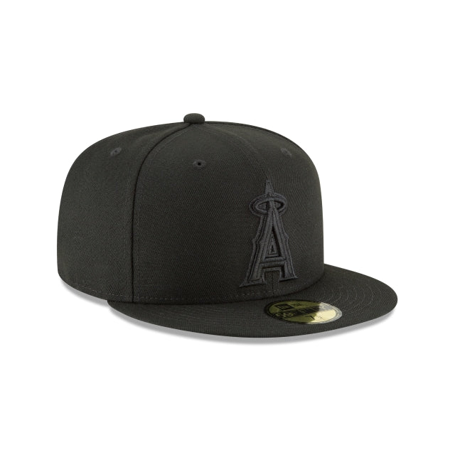 Anaheim Angels Tonal Black On Black 59Fifty Fitted Hat Official Team Hat Sports Fan Cap Official MLB Team Hat Baseball Fan Cap