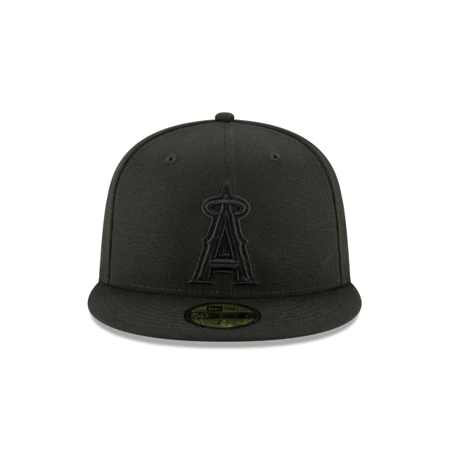 Anaheim Angels Tonal Black On Black 59Fifty Fitted Hat Official Team Hat Sports Fan Cap Official MLB Team Hat Baseball Fan Cap