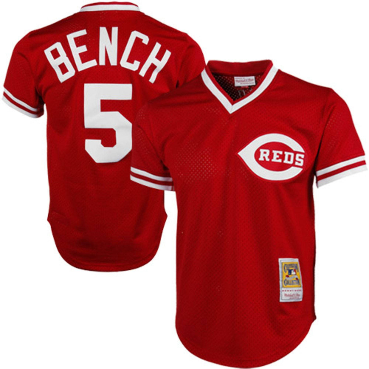 Men s Cincinnati Reds Johnny Bench Mitchell And Ness Red 1983 Authentic Cooperstown Collection Mesh Batting Practice Jersey Official Team Jersey Sport