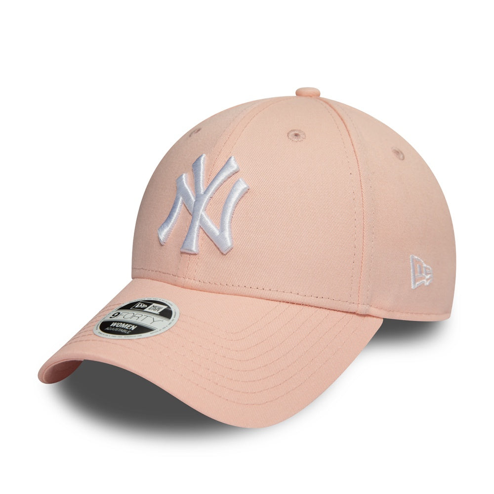 New York Yankees MLB League Essential 9FORTY Women Strapback Light Pink White Official Team Hat Sports Fan Cap Official MLB Team Hat Baseball Fan Cap