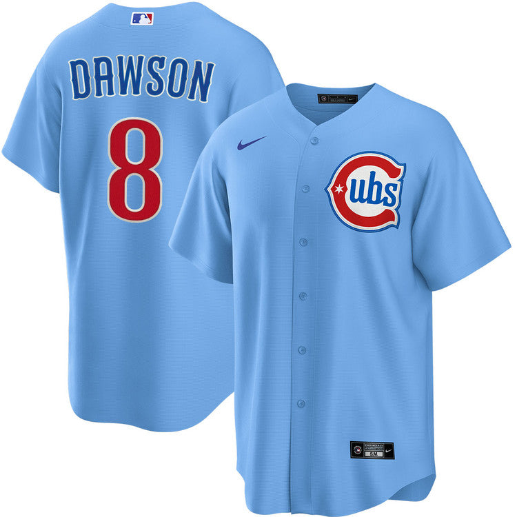 NIKE Men s Chicago Cubs Andre Dawson 8 Light Blue 2nd Alternate Replica Jersey Official Team Jersey Sports Fan Apparel Official MLB Team Apparel Baseb
