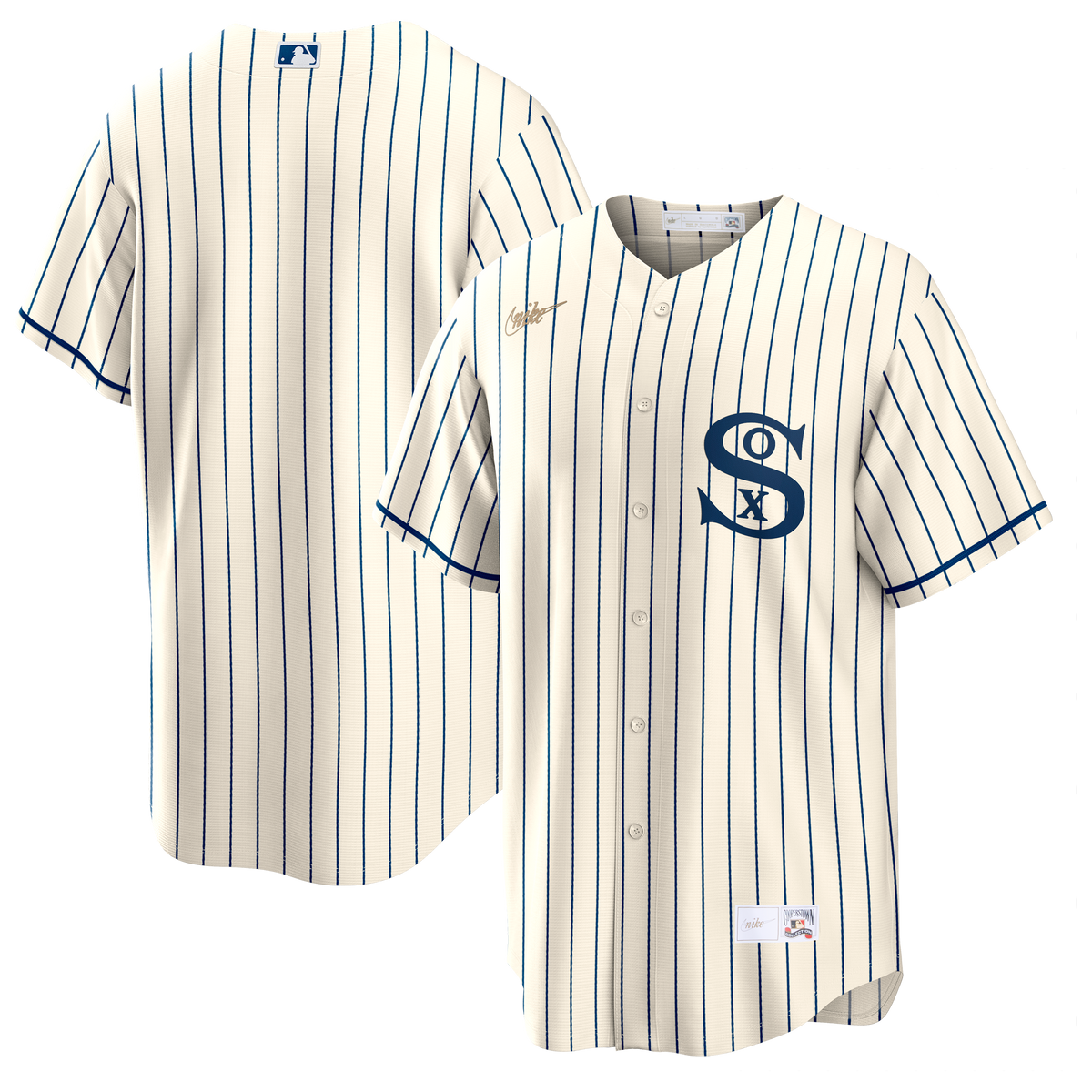 NIKE Men s Chicago White Sox Field of Dreams Cream Cooperstown Collection Blank Replica Jersey Official Team Jersey Sports Fan Apparel Official MLB Te