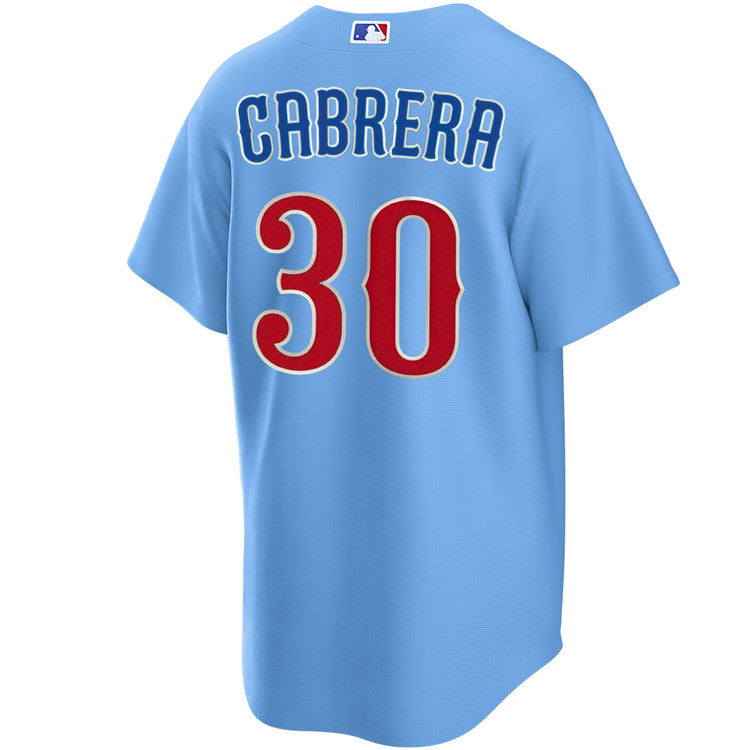 NIKE Men s Chicago Cubs Edward Cabrera 30 Light Blue 2nd Alternate Replica Jersey Official Team Jersey Sports Fan Apparel Official MLB Team Apparel Ba