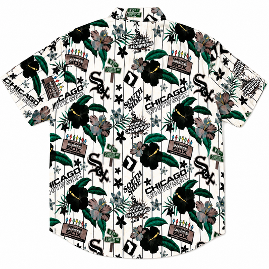 Mens Chicago White Sox White Floral Button Down Hawaiian Shirt Official MLB Team Apparel Baseball Fan Gear