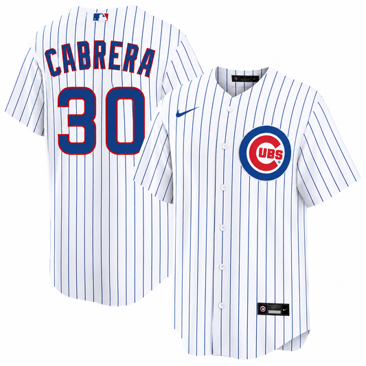 NIKE Men s Edward Cabrera Chicago Cubs Premium Twill White Home Replica Jersey With Authentic Premium Lettering Official Team Jersey Sports Fan Appare