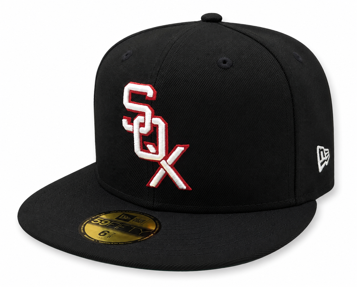 Chicago White Sox 1959 New Era Cooperstown Classics Black 59FIFTY Fitted Hat Official Team Hat Sports Fan Cap Official MLB Team Hat Baseball Fan Cap